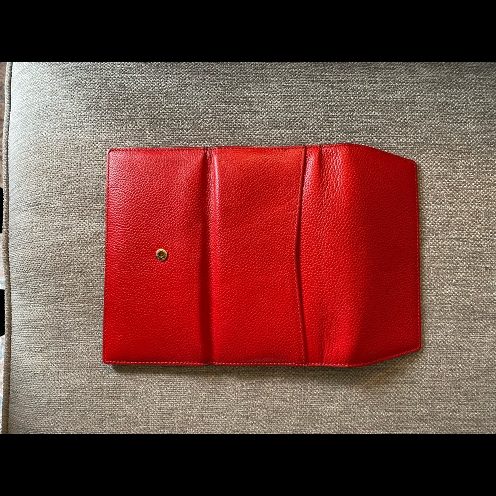 Red Nordstrom leather wallet.